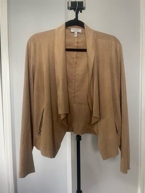 Sofia by Sofia Vergara Tan Draped Open-Front Suede Jacket